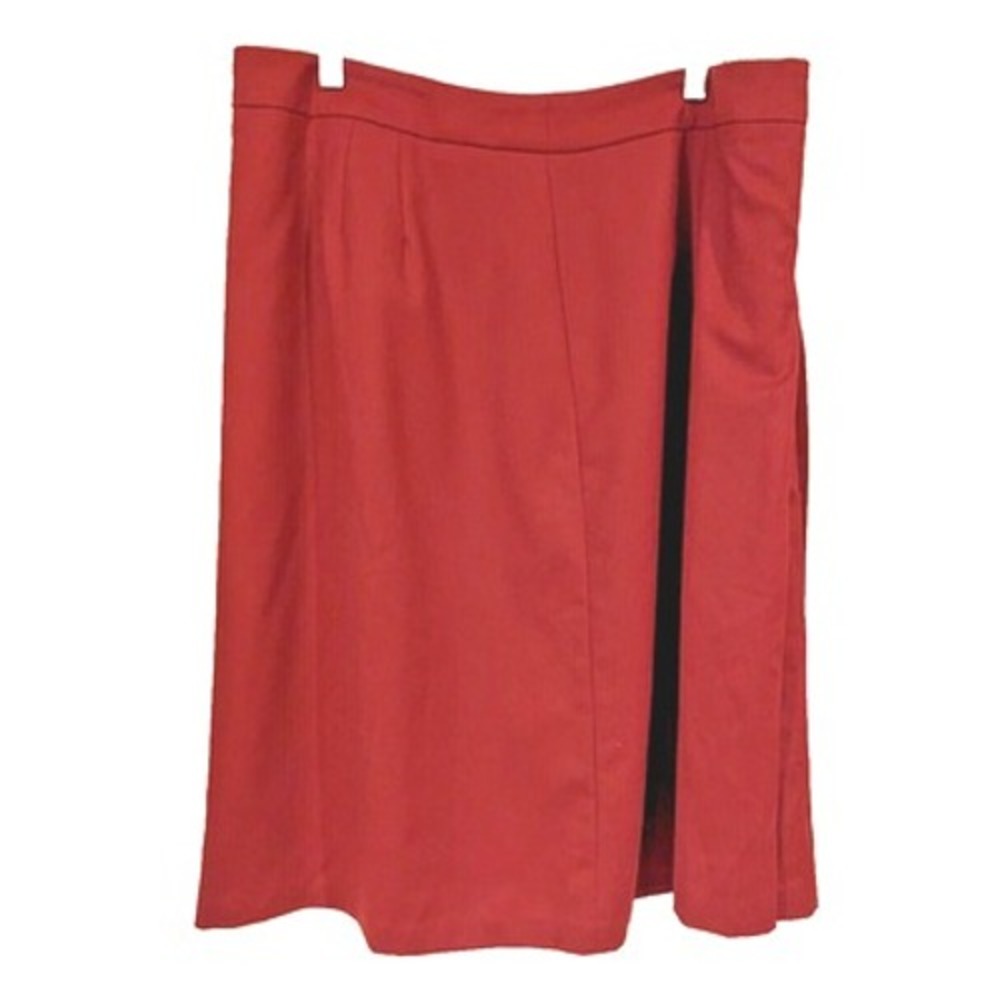 Talbots Red Wool Blend Midi Skirt Size 14 Side Slit Career Office Chic 90s Boho